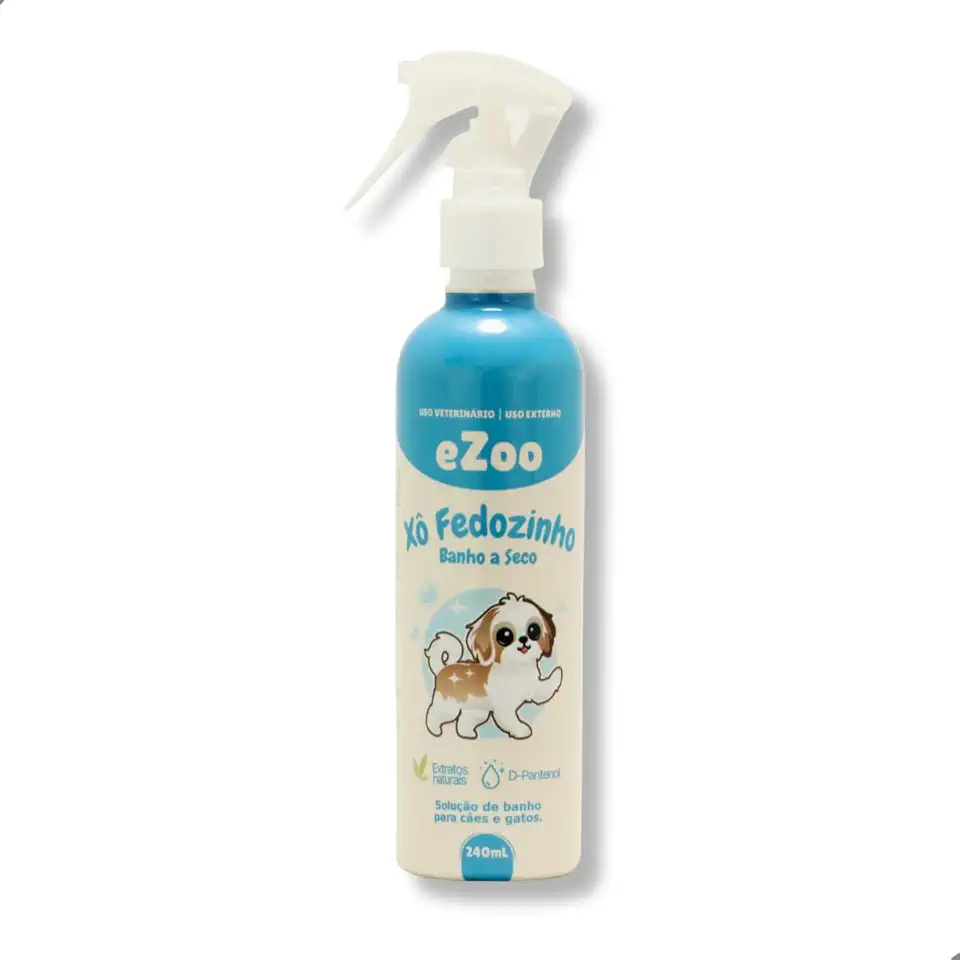 Banho a Seco Spray Xô Fedozinho Sem Enxágue Pet Shop Banho e Tosa Cachorro e Gato Pet Clean 500 ml - eZoo