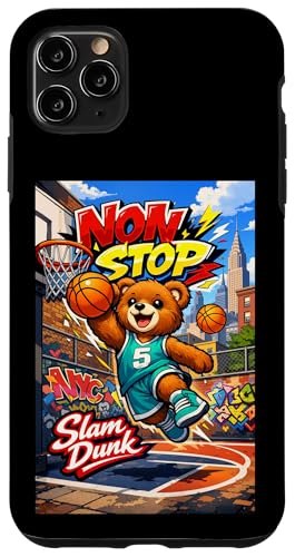 None Stop New York City Teddy Bear Playing Street Basketball �X�}�z�P�[�X iPhone 11 Pro Max �p