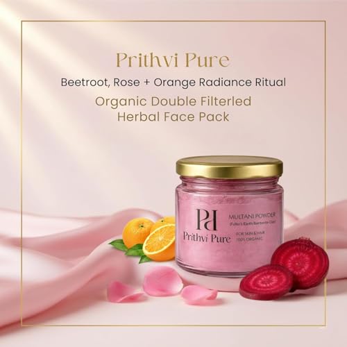 Image of Multani Mitti with Beetroot,Rose & Orange 300g | Face Pack for Skin Brightening Tan Removal Oil Control | Natural Face Mask