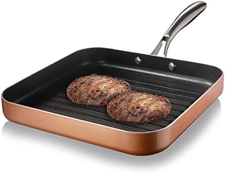 Gotham Steel Nonstick Grill Pan for Stovetops with Grill Sear Ridges, Drains Grease, Ultra Durable Coating, Metal Utensil Safe, Stay Cool Stainless-Steel Handle, Oven & Dishwasher Safe, 100% PFOA Free