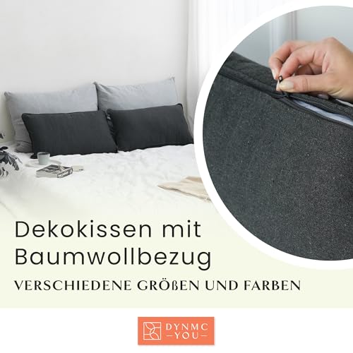 Sofakissen mit Füllung und Bezug - Sofakissen Groß 40x70 cm - Couchkissen Schwarz 2er Set viel Füllung – OekoTex zertifizierte Zierkissen Sofa & Couch – Bequeme Dekokissen Wohnzimmer, Schlafzimmer