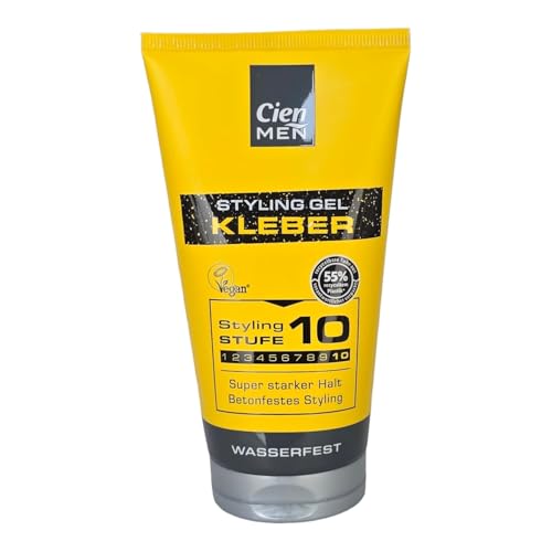Cien Men Styling Gel Lot de 2 tubes de colle 150 ml – Tenue extrême (niveau 10) pour un coiffage résistant au béton et imperméable | Idéal pour les pointes et les looks hérissons | Végétalien
