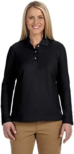 Devon & Jones Ladies' Pima Piqué Long-Sleeve Polo XL BLACK