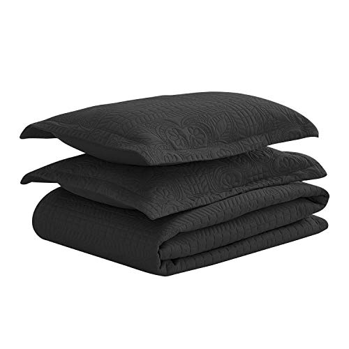 Luxe Bedding 3-Piece Oversized Quilted Bedspread Coverlet Set (King/Calking, Spring/Black) #TOP2