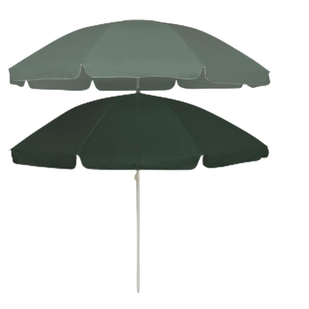 Zielony parasol plażowy odporny na promieniowanie UV, poliester, średnica 240 cm, z mechanizmem nachylenia, stabilny maszt na taras, balkon, do ogrodu, ochrona przed słońcem i ochrona przed