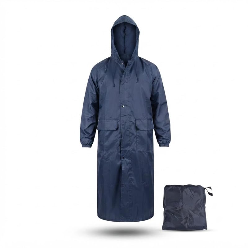 elevea 𝟏 𝐘𝐞𝐚𝐫 𝐖𝐚𝐫𝐫𝐚𝐧𝐭𝐲 Long Waterproof Hooded Raincoat, Windproof Nylon Rain Jacket for Men & Women, Reusable Lightweight Rain Wear for Motorcycle Riding, Camping-picture-2