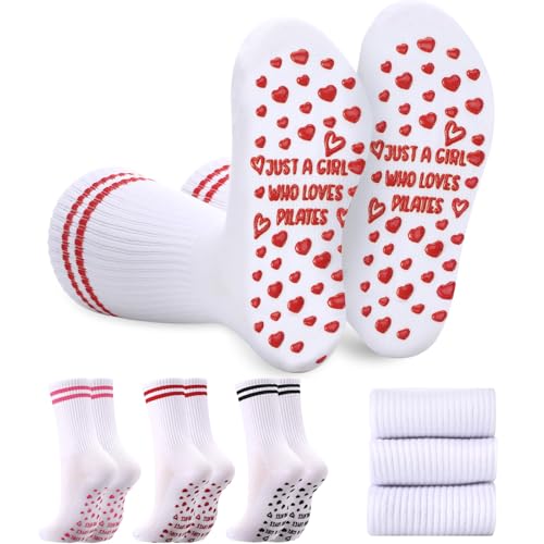 Chaussettes de pilates antidérapantes femme barre yoga hôpital lot de 3 paires