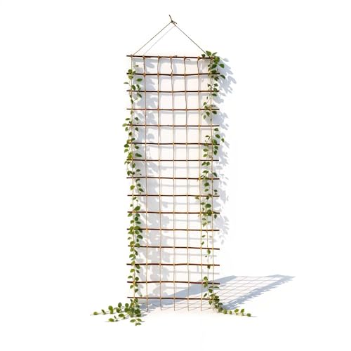 Floranica Rankhilfe Rankgitter für Kletterpflanzen Länge 150cm Breite 30cm Naturweide Ökologische Schnur und Jutesack Stütze für Rosen Kletterpflanzen Gemüse Reben
