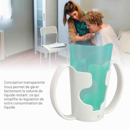 dsheng Gobelet pour Soins aux Personnes âgées, Gobelet Anti-déversement à Bouche Biseautée et Transparent, avec Support et Accessoires Inclus, Réutilisable – vue 3