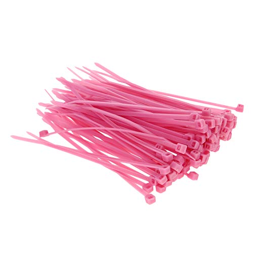 MroMax Cable Zip Ties 3.94 Inch x 0.1 Inch(L x W) Self-Locking Nylon Tie Wraps Pink 100pcs