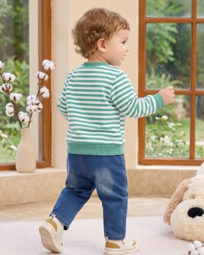 Image of NZRVAWS Toddler Baby Boy Clothes Pullover Sweater Ripped Jean Sweatsuit Little Boy Outfit Fall Winter Clothing Set 6M-7T