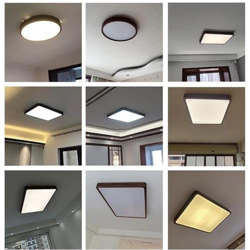 Plafond LED 96W carré en bois moderne de 35,4 pouces pour salon - 8