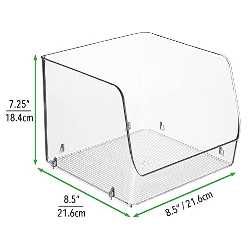 Mdesign Extra Large Household Stackable Plastic Food Storage Organizer Bin Basket With Wide Open Front For Kitchen Cabinets, Pantry, Offices, Closets, Bedrooms, Bathrooms - 8.5" Wide, 2 Pack - Clear #TOP5