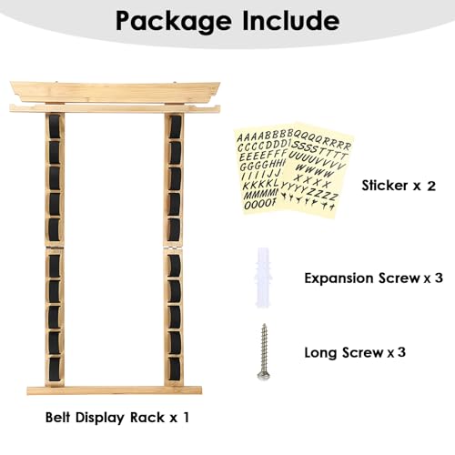 SUMNACON Kampfsport Gürtelhalter für 10 Gürtel Bambus Taekwondo-Gürtelständer Wandmontage Gürtel Display für Medail Judogürtel Karategürtel Ninjitsu-Gürtel als Personalisierbare Geschenk(kein Gürtel)