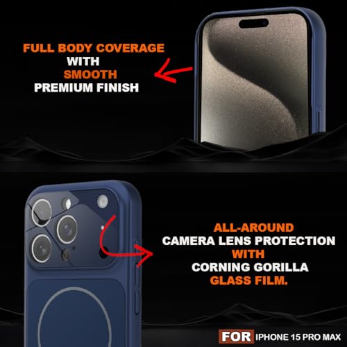 Image of SHINESTAR iPhone 15 Pro Max Case - Premium Shockproof Protective Cover, Wireless Charging Compatible, Slim & Durable Luxury Back Cover with Camera Protection (Blue)