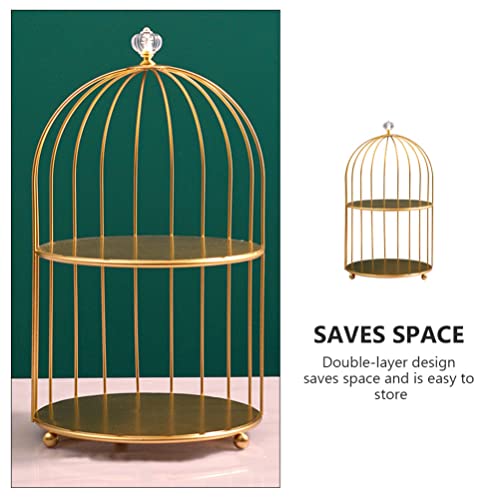 Makeup Organizer Cosmetic Storage Display Case Bird Cage Jewelry Holders Dessert Cupcake Stand Countertop Makeup Storage Shelf #TOP5
