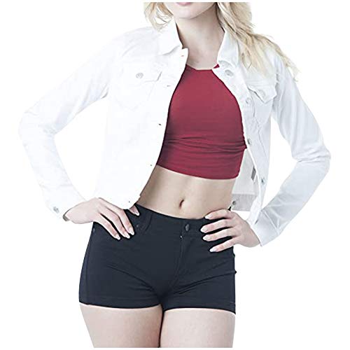 Femmes Solide Manches Longues Bouton Poche Crop Slim Manteau Adolescente Filles Cardigan Veste Womens Winter Trench Coats (White, XXXL) Cover