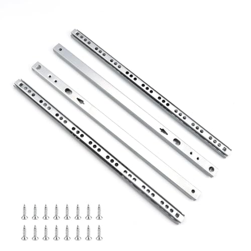 LERANXIN Guias Correderas para Cajones, 2 Pares de 4 Piezas Rieles para Cajones, 310-490 mm, De Acero Engrosado, Ancho de Fijación 17 mm - Para Armarios de Muebles Guias para Cajones