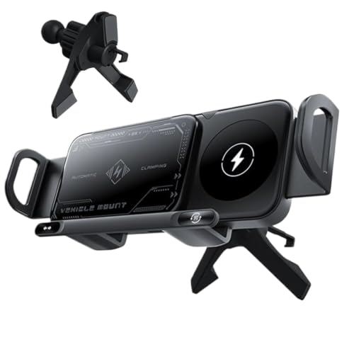 Cargador inalámbrico para coche doble bobina 15W soporte móvil salpicadero para camionetas