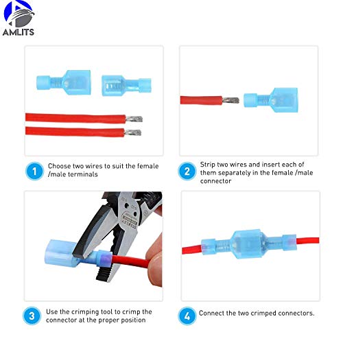 Amlits 160 PCS Fully Insulated Male & Female Spade Nylon Quick Disconnect Electrical Crimp Cold-Pressed Terminals Assortment Kit - Thumbnail 5