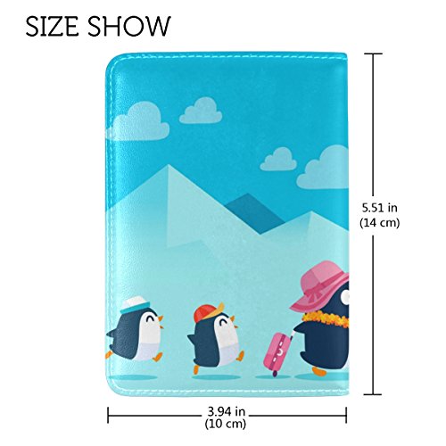 Alaza Hipster Penguin Summer Leather Passport Holder Cover Case Travel One Pocket #TOP2