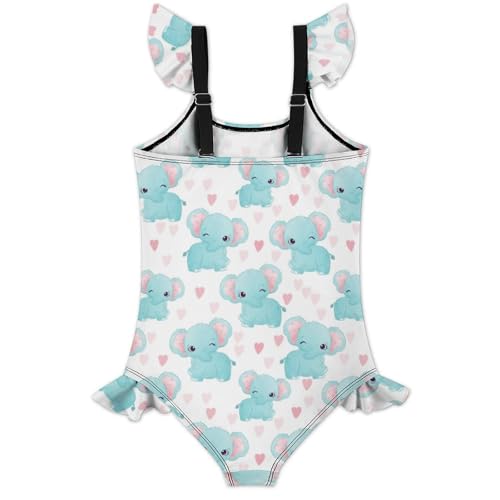 Image of Girls One Piece Swimsuit Lovely Cute Animals Ruffles Swimwear Bathing Suits 3-12 Years
