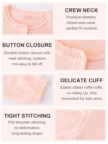 Image of Miipat Toddler Girls Cardigan Long Sleeve Bolero Shrug Kids Knit Sweater Cover Up Button Closure Cropped Tops