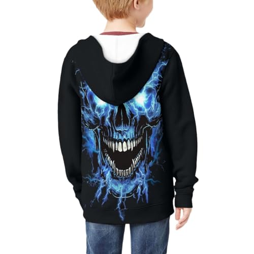 GLUDEAR Kids Boys Girls Zip Up Hoodie Cool Skull 3D Printed Hooded Sweatshirt Hoody Coat with Pocket4