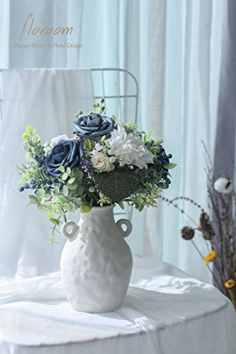 image for Floroom Artificial Flowers 25pcs Real Looking Dusty Blue Foam Fake Ros