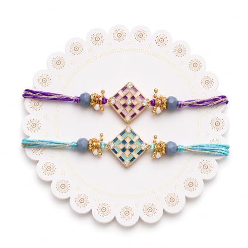 Image of JAIPUR ACE Raksha Bandhan Rakhi Gift Combo with Designer Rakhi, Puja Thali, 2 Katori Bowls, Roli Kumkum & Greeting Card for Brother, Bhai, Bhaiya | Complete Celebration Set