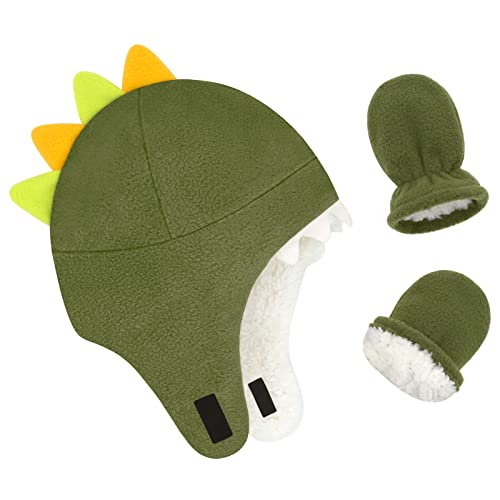 Image of Baby Boy Sherpa Hats and Mittens Set Toddler Gloves Warm Fleece Winter Hat Baby Girl