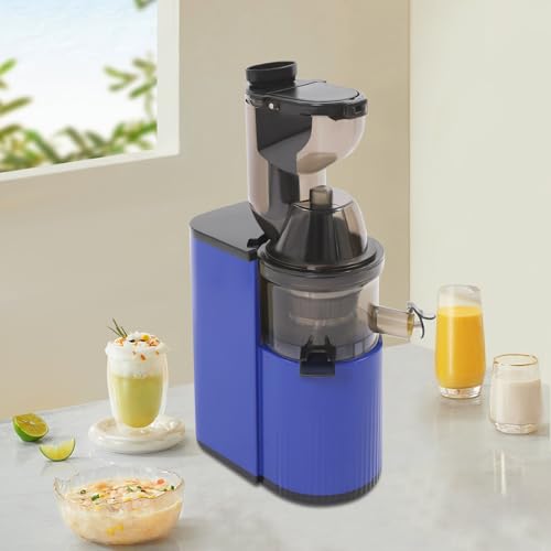 Exprimidor lento de prensado en frío azul para frutas, verduras y zumos 8