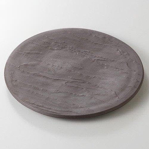 セトモノホンポ(Setomonohonpo) Set of 3 Carbonized Stone Appetizer Plates, 9.4 x 0.6 inches (24 x 1.5 cm), 31.7 oz (900 g), Appetizer Plates, Japanese Tableware, Restaurants, Commercial Use,