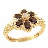 Luxus Geschenk Box Damen Blumen Ring solide 9 Karat Gold Gelbgold Art Nouveau-Stil Feurige Opal & Saphir - Verfügbare Größen : 50 bis 64