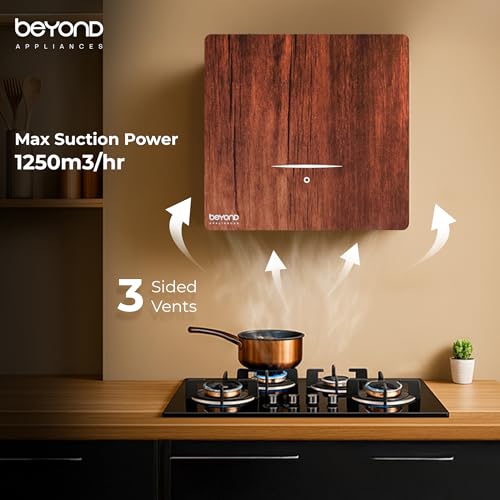 Image of Beyond Appliances Cube Plug N Play Ductless Kitchen Chimney | 1250 CMH | Auto Clean | 5-Stage Charcoal Activated Filter | Touch Control | 3-way Suction | 48dB Low Noise | Veneer | PAN INDIA SERVICE