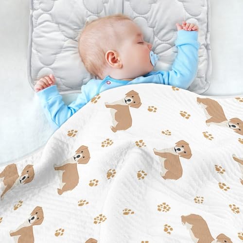 Light Brown Dogs Baby Swaddle Blanket for Boys and Girls, Muslin Baby Receiving Swaddle Blanket, Soft Cotton Nursery Swaddling Blankets for Newborn Toddler Infant2