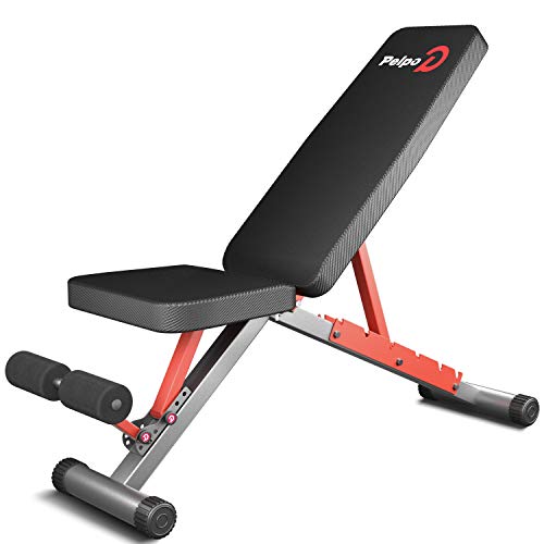 pelpo Weight Bench for Full Body Workout, Adjustable Bench Press for Home Gym Strength Training, Incline Decline Multi-Purpose Bench with Fast Folding, Gray Frame