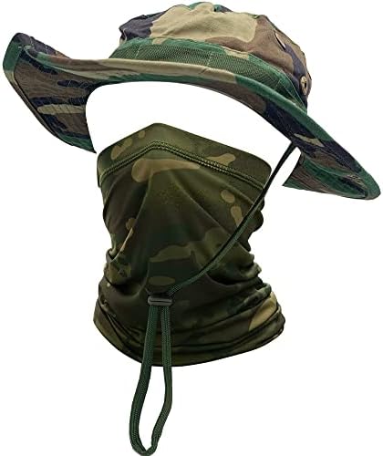 QMFIVE Tactical Boonie Hat, Unisex Camouflage Rounded Hat Fisherman Sun Protection Cap for Outdoor Airsoft Paintball Climb Camping