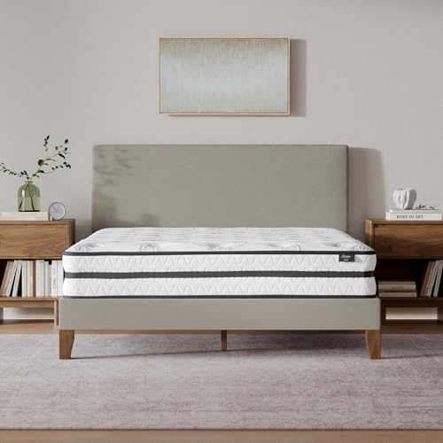 Signature Design by Ashley Queen Size Chime 10 Inch Medium Firm Hybrid Mattress with Cooling Gel Memory Foam for Pressure Relief, Fiberglass Free, Mattress In A Box