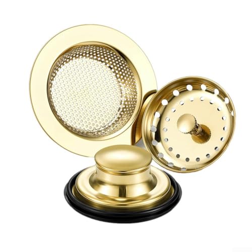 Colador para fregadero de cocina en acero inoxidable dorado miniatura 3