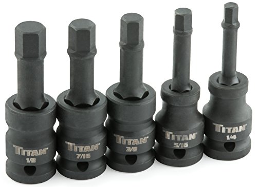 Titan 42925 1/2" Drive Torsion Core SAE Impact Hex Bit Socket Set (5 Piece)