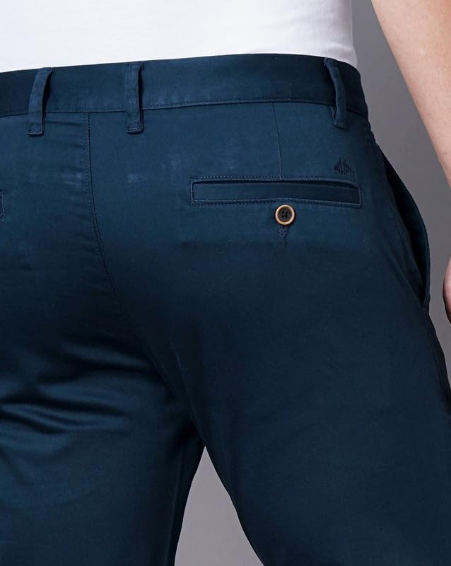 Image of British Club 100% Cotton Slim Fit Flat-Front Trousers for Men | Tailored Design for a Clean Look | Versatile for Office & Casual Wear | Lightweight Breathable Fabric | Black