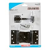 National Hardware N343-475 Self-Closing Gate Kit with Black Steel Hinges and Latch for Wood Vinyl Steel Gates 50 lbs Capacity WeatherGuard Protection Mounting Hardware Included