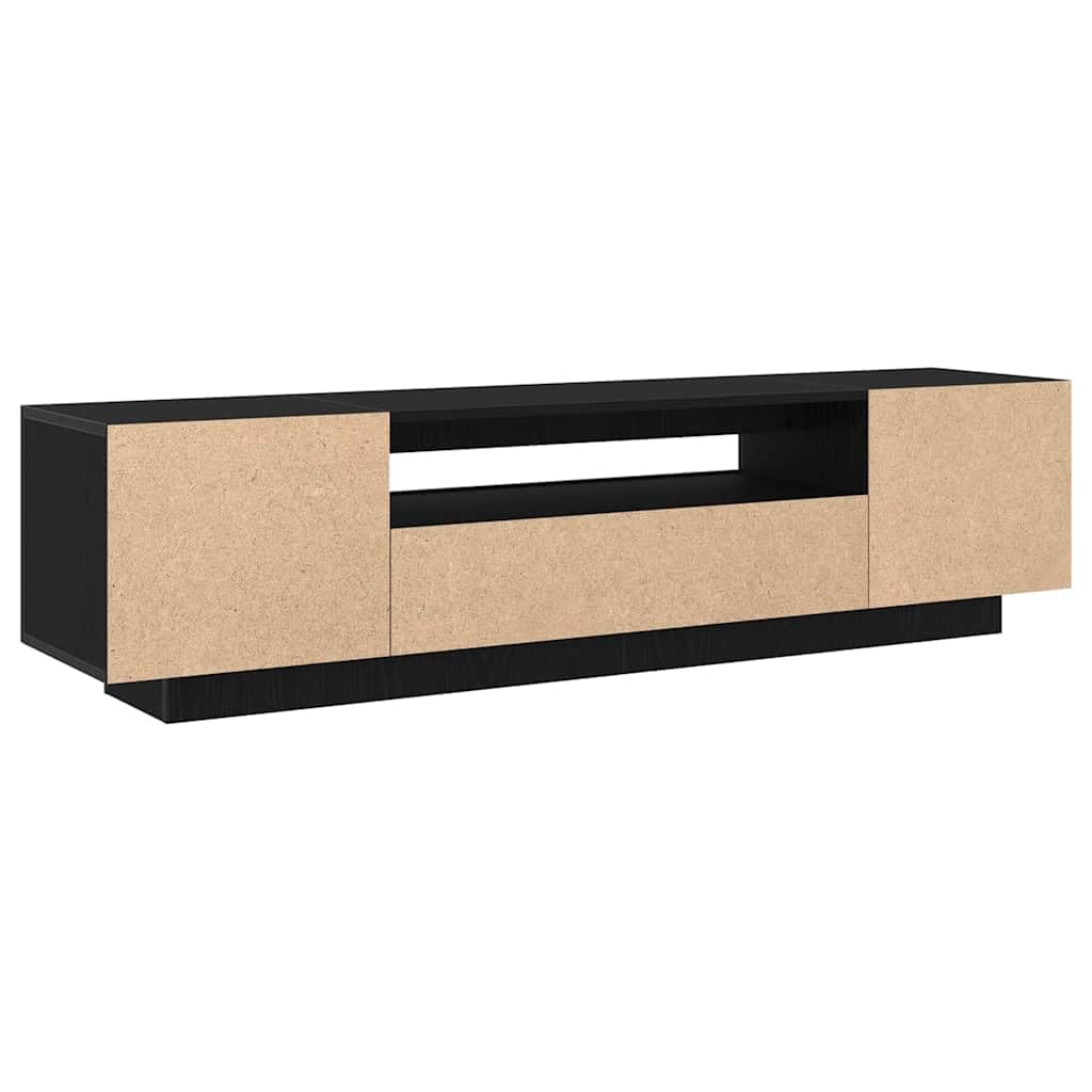 TV-Schrank Schwarz 160x35x40 cm, Holzwerkstoff, Modernes Media-Center mit Stauraum für Wohnzimmer, Schlafzimmer, Elegantes Design