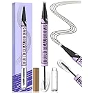 iMethod Eyebrow Pen and Eyebrow Gel - Eyebrow Pencils for Women with 4-Fork-Tip & Brow Gel Clear, Magical 2-in-1 Dual-Ended Brow Pen for Fuller-Looking Defined Brows, Stay All Day, Black Brown