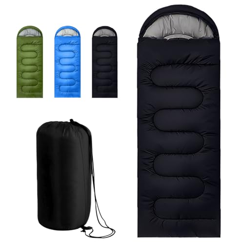 Sleeping Bag for Camping,Sleeping Bags for Adults Backpacking Waterproof,3 Seasons Adult Blanket,Small Packed Ultralight Carry Bag, Soft,Thick and Warm,for Outdoor Camping,Travel,Hiking (Black)