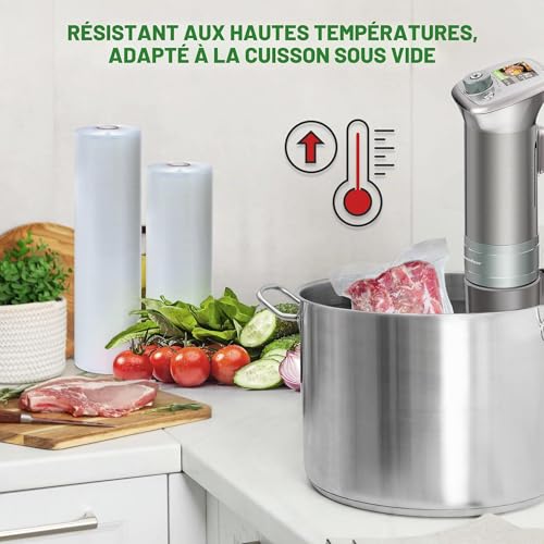 KitchenBoss Sacs Sous Vide Alimentaire 6 Rouleaux：28 x 600 cm + 20 x 600 cm, Rouleau Sous Vide Alimentaire pour Machine Sous Vide des Aliments et la Cuisson Sous Vide – vue 2