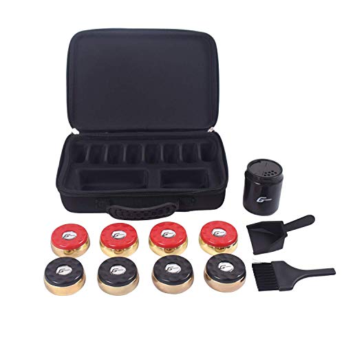 GAMESUN Shuffleboard Pucks Set of 8, Red, Black, 2 5/16\" Pucks, Carrying Case, Ideal for 9ft-22ft Tables - Thumbnail 2
