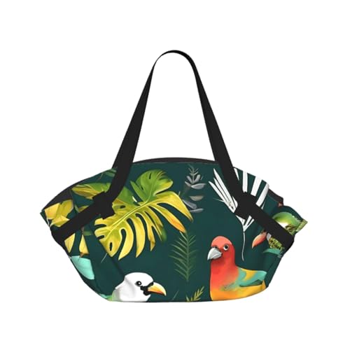 Sac de camping pliable aux finitions soignées et motif tropical pour voyage et grand air