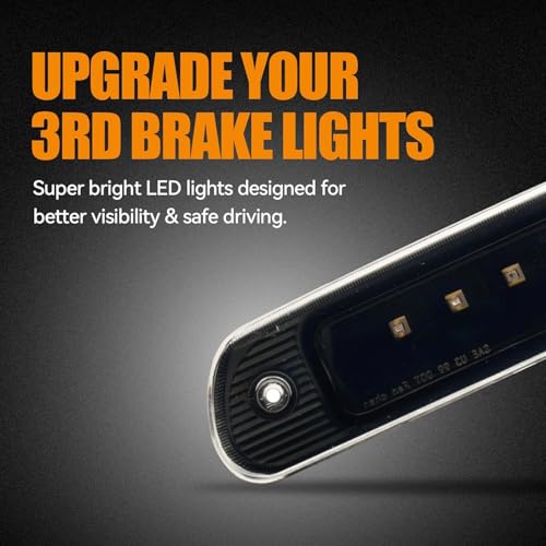 Image of Third 3rd Brake Light LED for 1999-2004 Jeep Grand Cherokee, High Mount Rear Brake Lights Assembly for 99-04 Grand Cherokee, Waterproof Center Cab Lamp Stop Light (Black)
